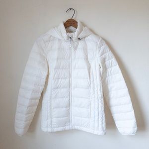 Heat Keeper White Puffer Down Hooded Jacket